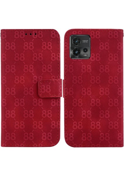 Motorola Moto G72 Çift 8 Kabartmalı Cüzdan Kickstand Için Telefon Kılıfı (Yurt Dışından)