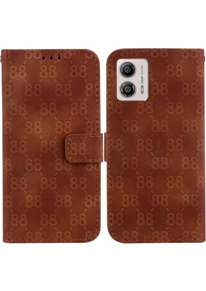 Motorola Moto G53 Için /G23/MOTOROLA Kart Tutucu Çift 8 Kabartmalı Pu Telefon Kılıfı (Yurt Dışından)