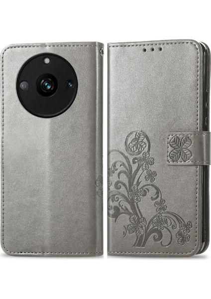Realme 11 Pro Zarif Iş Dört Yapraklı Yonca Deri Telefon Kılıfı (Yurt Dışından)