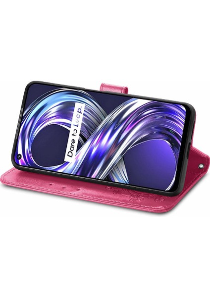 Realme 8i Flip Için Dört Yapraklı Yonca Kısa Kayış Deri Telefon Kılıfı (Yurt Dışından) fiyatları