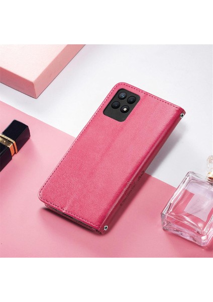 Realme 8i Flip Için Dört Yapraklı Yonca Kısa Kayış Deri Telefon Kılıfı (Yurt Dışından) modelleri