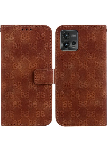 Motorola Moto G72 Çift 8 Kabartmalı Cüzdan Kickstand Için Telefon Kılıfı (Yurt Dışından)