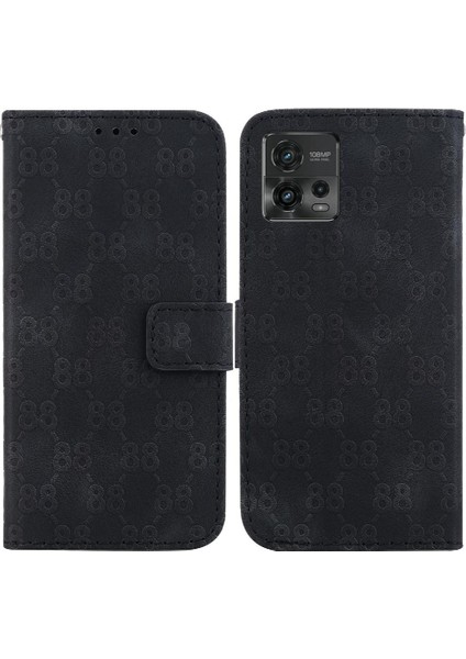Motorola Moto G72 Çift 8 Kabartmalı Cüzdan Kickstand Için Telefon Kılıfı (Yurt Dışından)