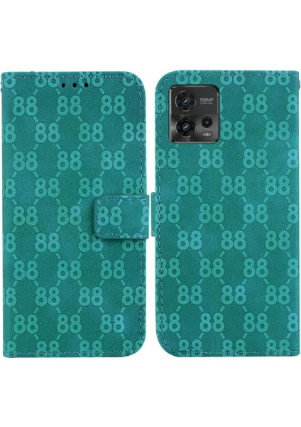 Motorola Moto G72 Çift 8 Kabartmalı Cüzdan Kickstand Için Telefon Kılıfı (Yurt Dışından)