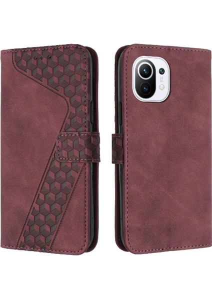 Xiaomi 11 Lite Için Kart Yuvaları Kickstand Manyetik Cüzdan Telefon Kılıfı (Yurt Dışından)