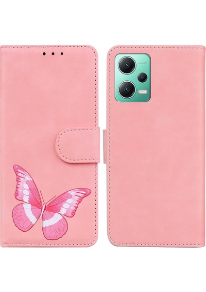 Xiaomi Poco X5 Renk Baskılı Cüzdan Kart Yuvaları Kelebek Flip Case Telefon Kılıfı (Yurt Dışından)