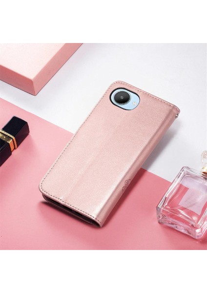 Realme C30 Dört Yapraklı Yonca Flip Için Zarif Iş Deri Telefon Kılıfı (Yurt Dışından) fırsatları