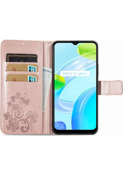 Realme C30 Dört Yapraklı Yonca Flip Için Zarif Iş Deri Telefon Kılıfı (Yurt Dışından) indirimleri