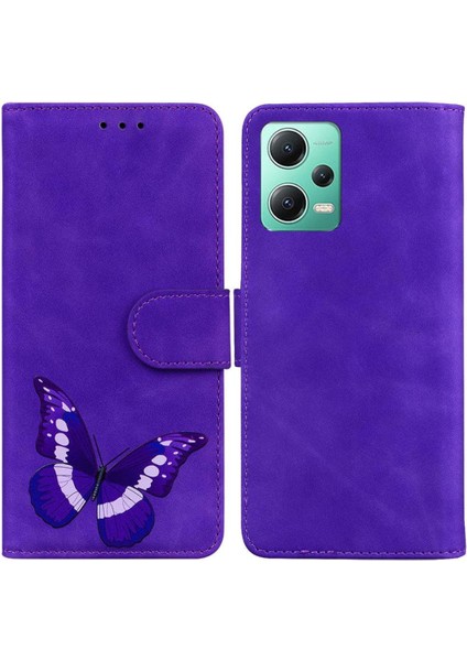 Xiaomi Poco X5 Renk Baskılı Cüzdan Kart Yuvaları Kelebek Flip Case Telefon Kılıfı (Yurt Dışından)