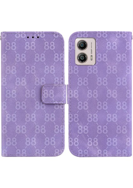 Motorola Moto G53 Için /G23/MOTOROLA Kart Tutucu Çift 8 Kabartmalı Pu Telefon Kılıfı (Yurt Dışından)