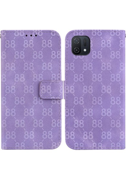 Için Oppo A16K Çift 8 Kabartmalı Kickstand Cüzdan Kart Pu Telefon Kılıfı (Yurt Dışından)