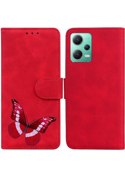 Xiaomi Poco X5 Renk Baskılı Cüzdan Kart Yuvaları Kelebek Flip Case Telefon Kılıfı (Yurt Dışından)