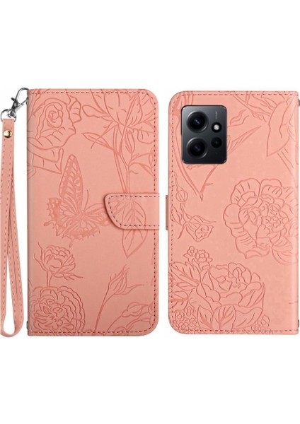 Xiaomi Redmi Not 12 4g Anti-Damla Koruma Çiçekler ve Pu Flip Telefon Kılıfı (Yurt Dışından)