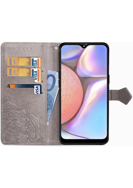 Samsung A10S Flip Zarif Desen Basit Iş Deri Telefon Kılıfı (Yurt Dışından)