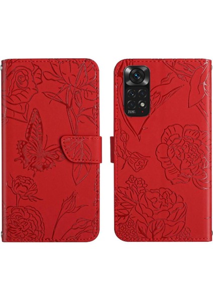 Xiaomi Redmi Için Not 11 4G/11S Çiçekler ve Kelebekler Pu Telefon Kılıfı (Yurt Dışından)