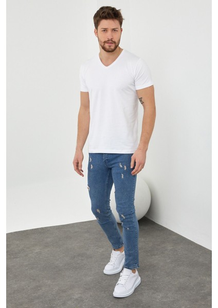 Erkek V Yaka Slim Fit T-Shirt