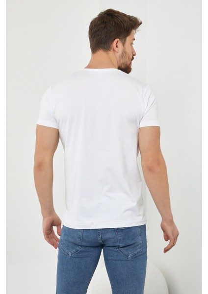 Erkek V Yaka Slim Fit T-Shirt