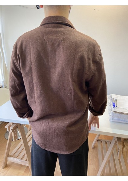 Erkek Slim Fit Çift Cep Kapaklı Oduncu Gömlek