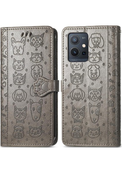 Vivo Y55 5g Için Kısa Kayış Karikatür Hayvanlar Çevirin Telefon Kılıfı (Yurt Dışından)