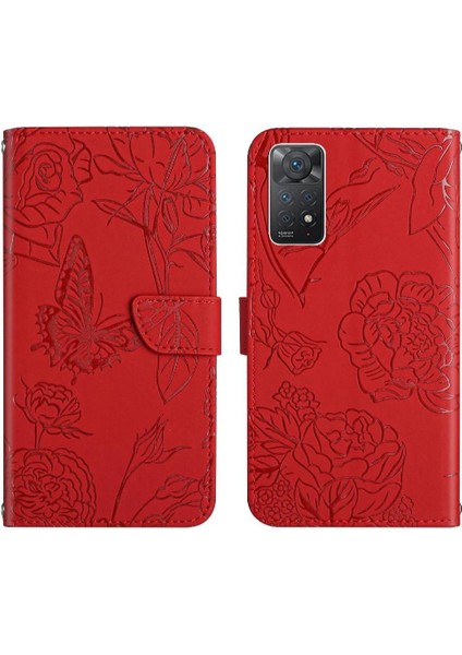 Xiaomi Redmi Not 11 Pro Çiçekler ve Bilek Kayışı ile Kelebekler Için Telefon Kılıfı (Yurt Dışından)