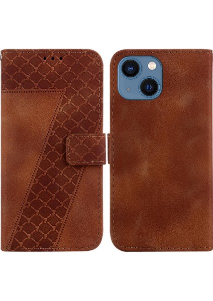 Için iphone 13 Mini Kabartmalı Desen Cüzdan Flip Folio Pu Telefon Kılıfı (Yurt Dışından)