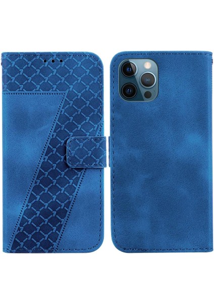 Iphone 12 Için Pro Flip Folio Kabartmalı Desen Cüzdan Pu Telefon Kılıfı (Yurt Dışından)