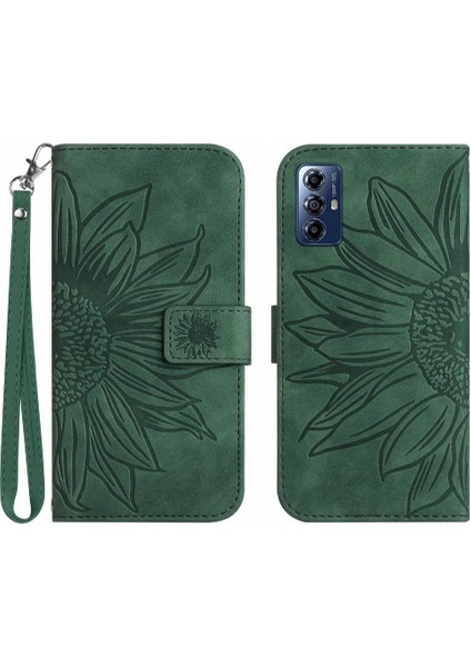 Motorola Moto G Oynamak Için 2023 Kabartmalı Ayçiçeği Kısa Kayış Flip Pu Telefon Kılıfı (Yurt Dışından)