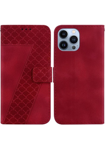 Iphone 13 Için Pro Kabartmalı Desen Cüzdan Kart Yuvası Fonksiyonu Pu Telefon Kılıfı (Yurt Dışından)