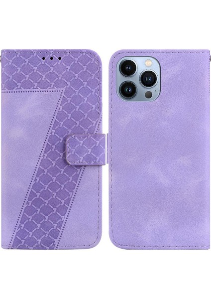 Iphone 14 Için Pro Kart Yuvası Fonksiyonu Pu Deri Kabartmalı Flip Telefon Kılıfı (Yurt Dışından)