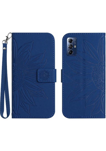 Motorola Moto G Oynamak Için 2023 Kabartmalı Ayçiçeği Kısa Kayış Flip Pu Telefon Kılıfı (Yurt Dışından)