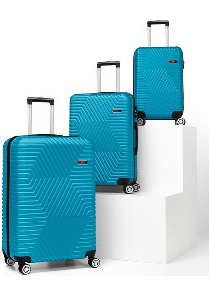 Suitcase Abs 3'lü Petrol Yeşili Lüx Valiz Seyahat Seti 600.21-SET