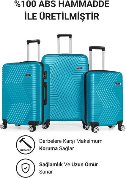 Suitcase Abs 3'lü Petrol Yeşili Lüx Valiz Seyahat Seti 600.21-SET
