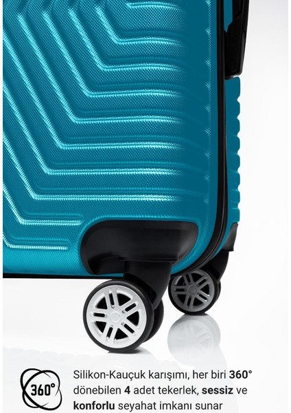 Suitcase Abs 3'lü Petrol Yeşili Lüx Valiz Seyahat Seti 600.21-SET