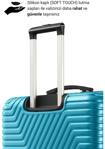 Suitcase Abs 3'lü Petrol Yeşili Lüx Valiz Seyahat Seti 600.21-SET