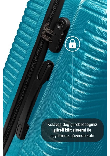 Suitcase Abs 3'lü Petrol Yeşili Lüx Valiz Seyahat Seti 600.21-SET