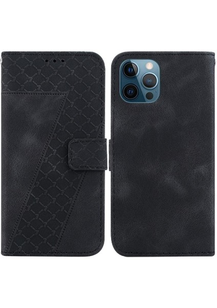 Iphone 12 Için Pro Max Kart Yuvası Fonksiyonu Kabartmalı Desen Flip Telefon Kılıfı (Yurt Dışından)