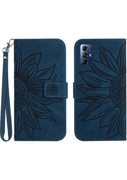 Motorola Moto G Oynamak Için 2023 Kabartmalı Ayçiçeği Kısa Kayış Flip Pu Telefon Kılıfı (Yurt Dışından)