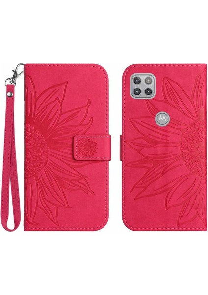 Motorola Moto G9 Güç Kısa Kayış Flip Cüzdan Lüks Telefon Kılıfı (Yurt Dışından)
