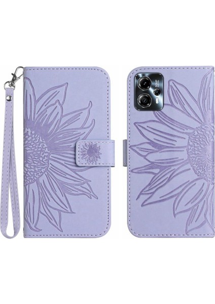 Motorola Moto G23/MOTOROLA Kart Yuvaları Tutucu ile Kabartmalı Ayçiçeği Için Telefon Kılıfı (Yurt Dışından)