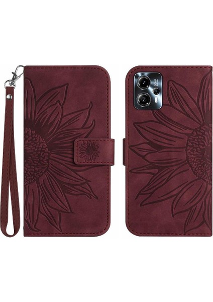 Motorola Moto G23/MOTOROLA Kart Yuvaları Tutucu ile Kabartmalı Ayçiçeği Için Telefon Kılıfı (Yurt Dışından)