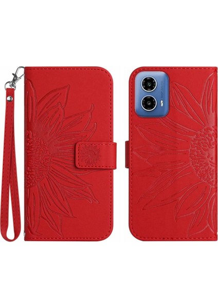 Motorola Moto G04/G24 Için Kart Yuvaları Tutucu Kısa Kayış Kabartmalı Telefon Kılıfı (Yurt Dışından)