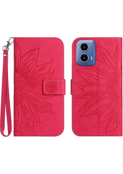 Motorola Moto G04/G24 Için Kart Yuvaları Tutucu Kısa Kayış Kabartmalı Telefon Kılıfı (Yurt Dışından)