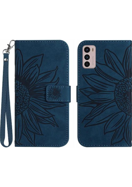 Motorola Moto G42 Kabartmalı Ayçiçeği Flip Cüzdan Pu Telefon Kılıfı (Yurt Dışından)