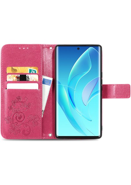 My Boutique1 Huawei Onur Için 60 Flip Dört Yapraklı Yonca Deri Kısa Telefon Kılıfı (Yurt Dışından)