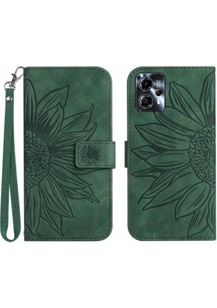 Motorola Moto G23/MOTOROLA Kart Yuvaları Tutucu ile Kabartmalı Ayçiçeği Için Telefon Kılıfı (Yurt Dışından)