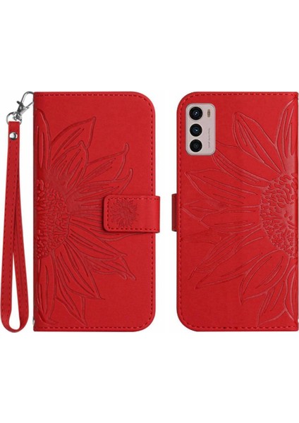 Motorola Moto G42 Kabartmalı Ayçiçeği Flip Cüzdan Pu Telefon Kılıfı (Yurt Dışından)