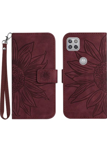 Motorola Moto G9 Güç Kısa Kayış Flip Cüzdan Lüks Telefon Kılıfı (Yurt Dışından)