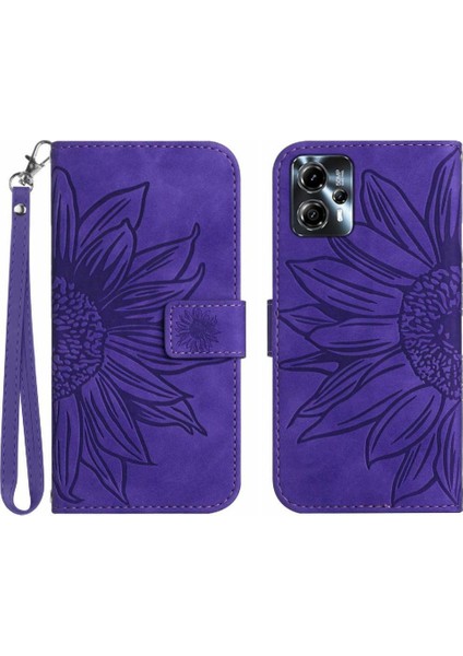 Motorola Moto G23/MOTOROLA Kart Yuvaları Tutucu ile Kabartmalı Ayçiçeği Için Telefon Kılıfı (Yurt Dışından)