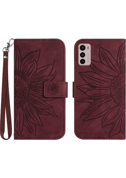 Motorola Moto G42 Kabartmalı Ayçiçeği Flip Cüzdan Pu Telefon Kılıfı (Yurt Dışından)