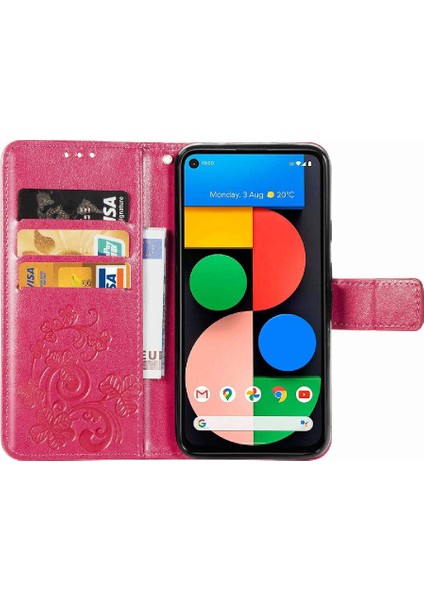 Google Pixel 5 Için Zarif Iş Dört Yapraklı Yonca Telefon Kılıfı (Yurt Dışından)